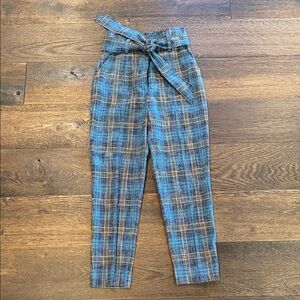 Veronica Beard Blue and Brown Plaid Cropped Pants
